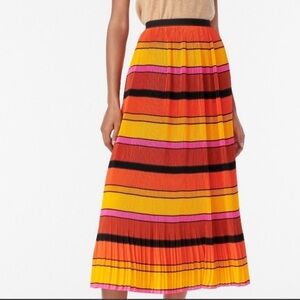 Colorful Striped J. Crew pleated midi skirt size 2.